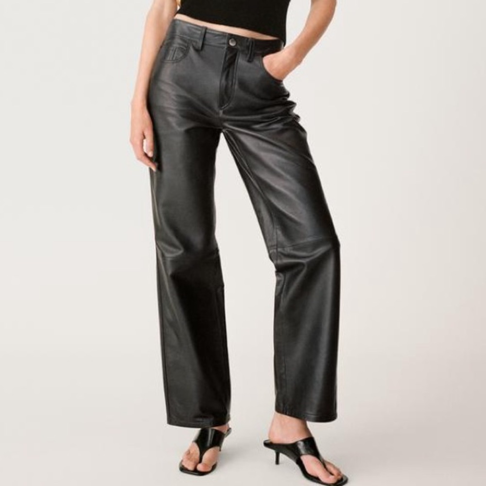 Zara straight leg faux-leather pants
